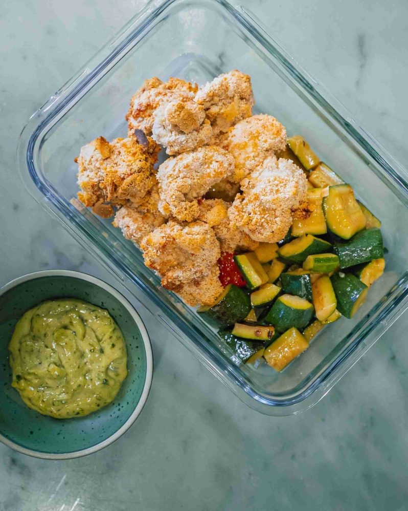 Freshly prepared meal-prep containers